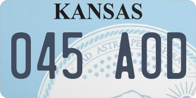 KS license plate 045AOD