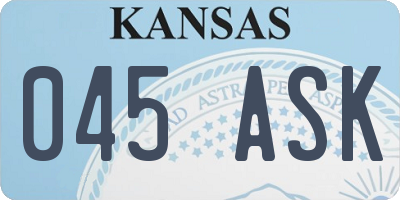 KS license plate 045ASK