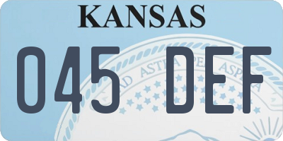 KS license plate 045DEF