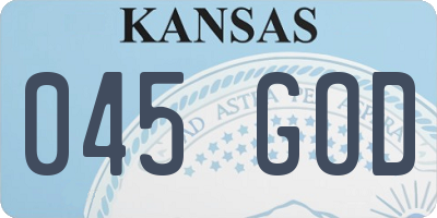 KS license plate 045GOD