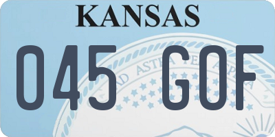 KS license plate 045GOF