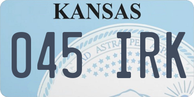 KS license plate 045IRK