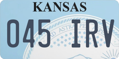 KS license plate 045IRV