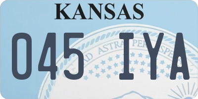 KS license plate 045IYA