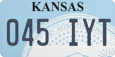 KS license plate 045IYT