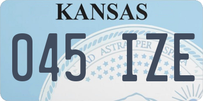 KS license plate 045IZE