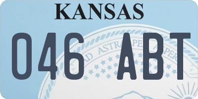 KS license plate 046ABT