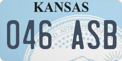 KS license plate 046ASB