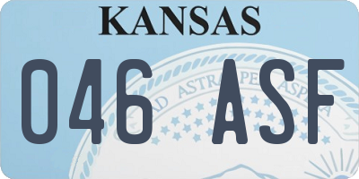KS license plate 046ASF