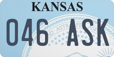 KS license plate 046ASK