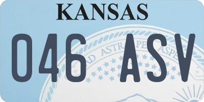 KS license plate 046ASV