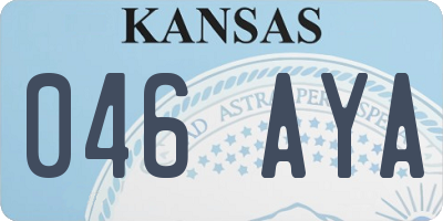 KS license plate 046AYA