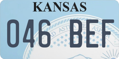 KS license plate 046BEF