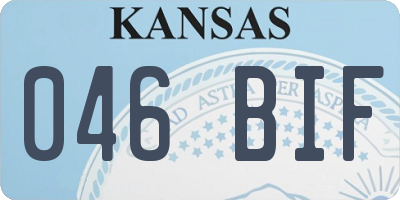 KS license plate 046BIF