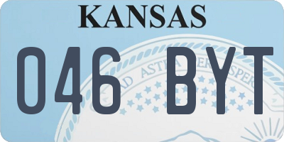 KS license plate 046BYT