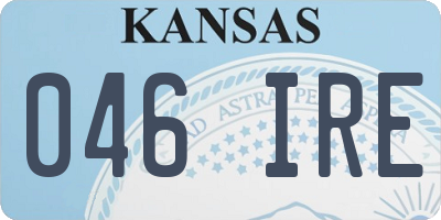 KS license plate 046IRE