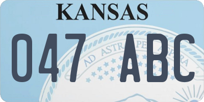 KS license plate 047ABC