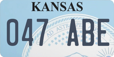 KS license plate 047ABE