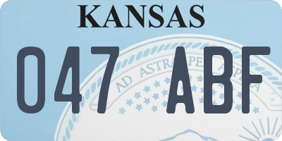 KS license plate 047ABF