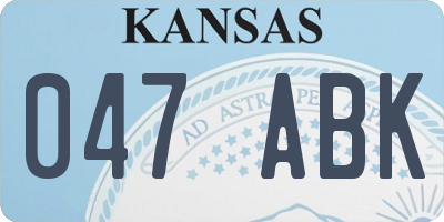 KS license plate 047ABK