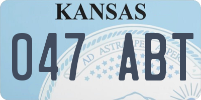 KS license plate 047ABT
