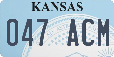 KS license plate 047ACM