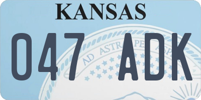 KS license plate 047ADK