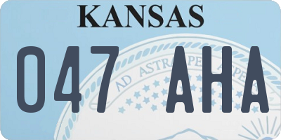 KS license plate 047AHA