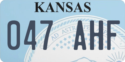 KS license plate 047AHF