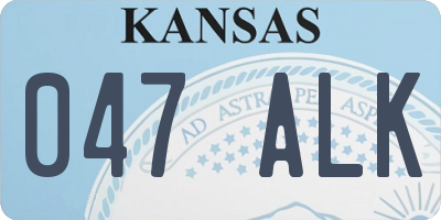 KS license plate 047ALK