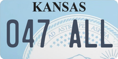 KS license plate 047ALL