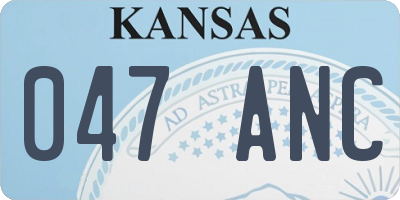 KS license plate 047ANC