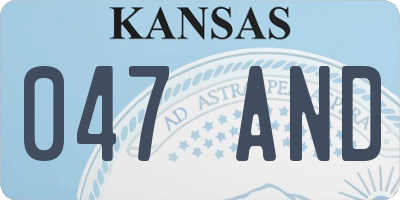 KS license plate 047AND