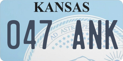 KS license plate 047ANK
