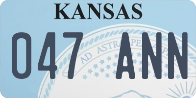 KS license plate 047ANN