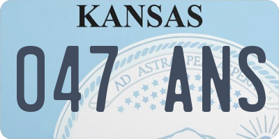 KS license plate 047ANS