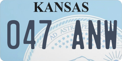 KS license plate 047ANW