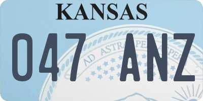 KS license plate 047ANZ