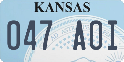 KS license plate 047AOI