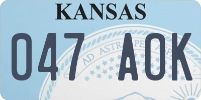 KS license plate 047AOK