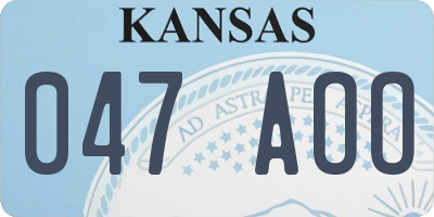 KS license plate 047AOO