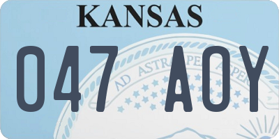 KS license plate 047AOY