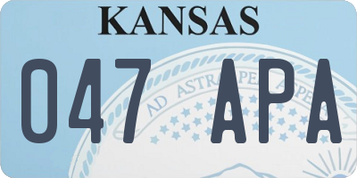 KS license plate 047APA