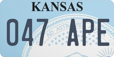 KS license plate 047APE