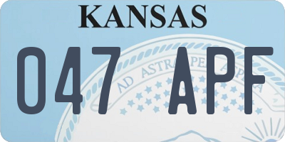 KS license plate 047APF