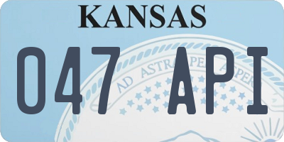 KS license plate 047API