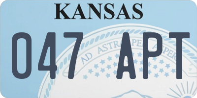 KS license plate 047APT