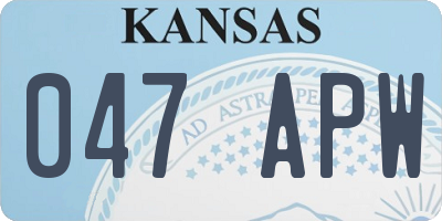 KS license plate 047APW