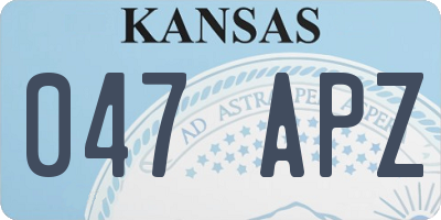 KS license plate 047APZ