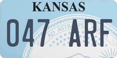 KS license plate 047ARF